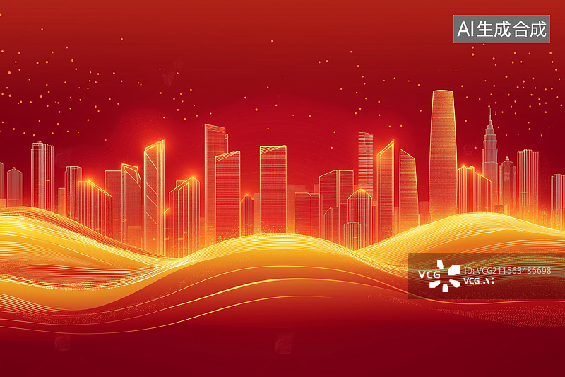 【AI数字艺术】金色城市剪影轮廓图片素材