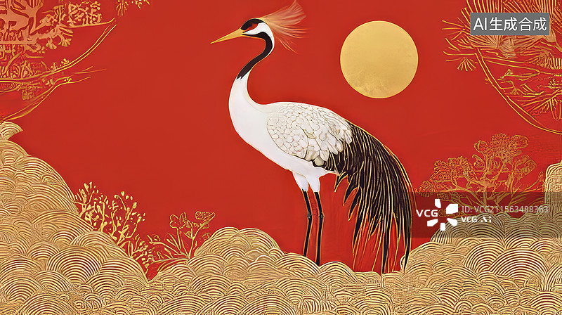 【AI数字艺术】中国风鹤图片素材