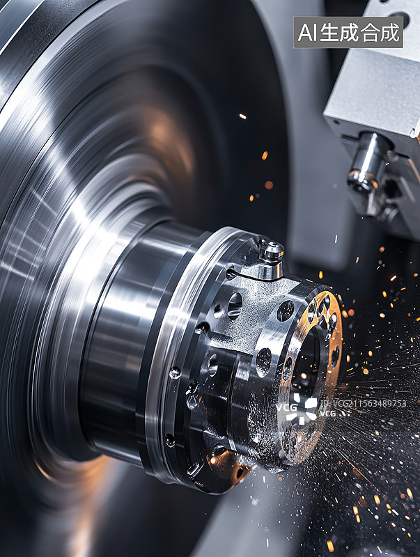 【AI数字艺术】数控车床加工金属零件图片素材