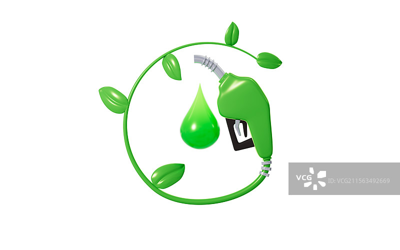 绿色油枪低碳环保概念3D渲染图片素材