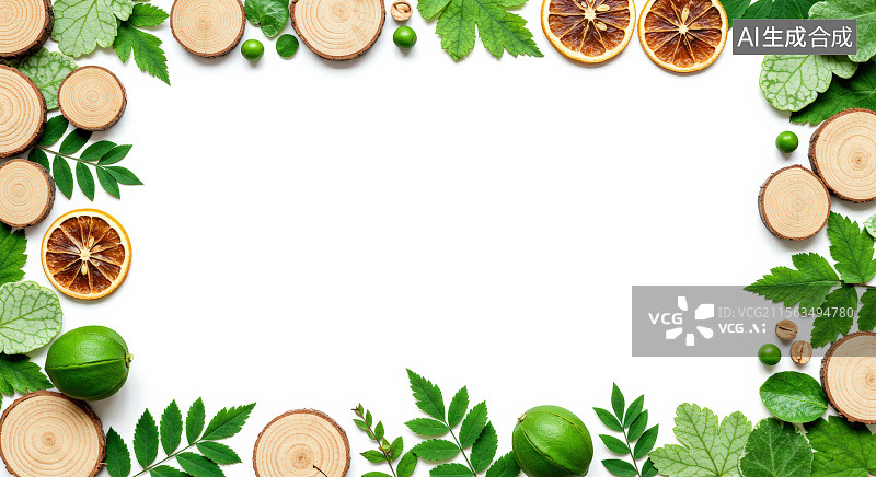 【AI数字艺术】自然元素框架图片素材