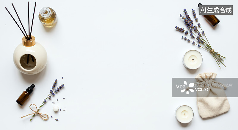 【AI数字艺术】香薰用品和薰衣草装饰图片素材
