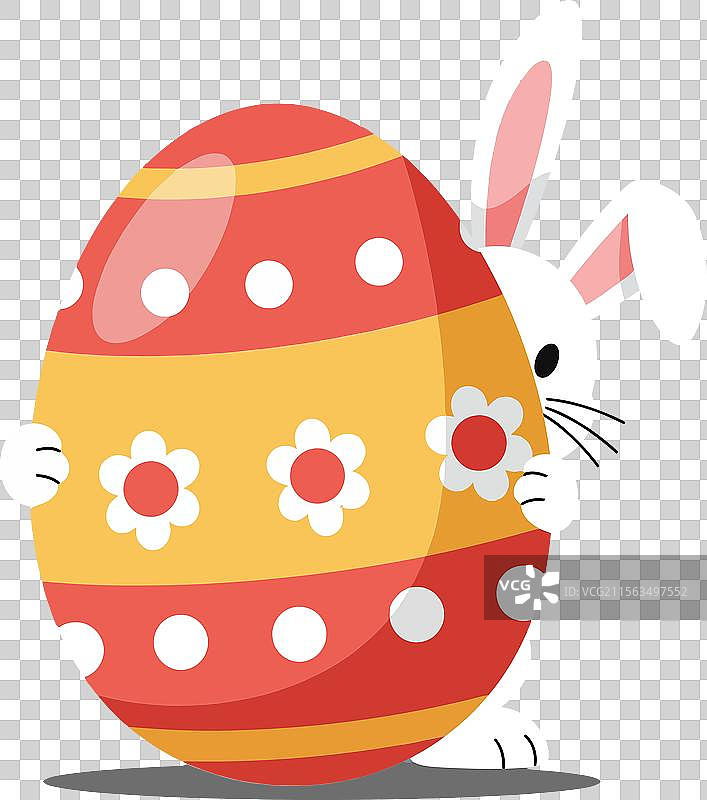 彩色复活节彩蛋与兔耳朵的极简设计图片素材