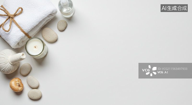 【AI数字艺术】白色背景上的水疗护理用品图片素材