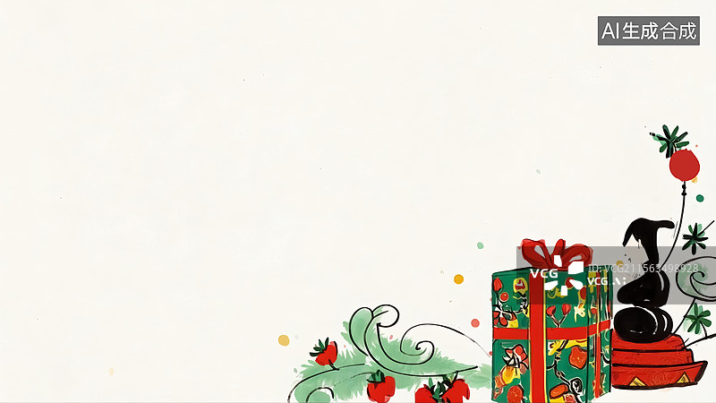 【AI数字艺术】节日礼物插画图片素材