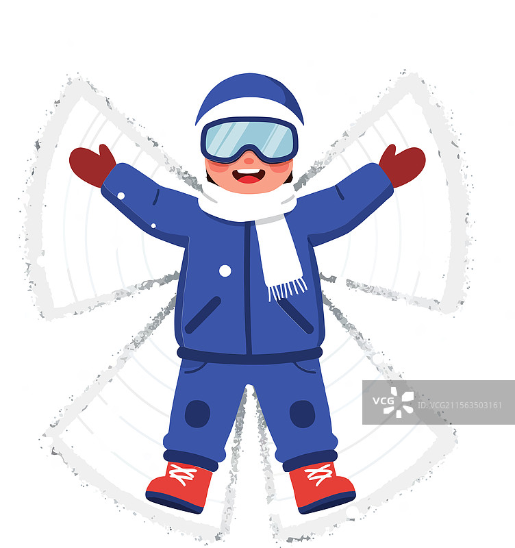 雪人角色在平面艺术中制作雪天使图片素材