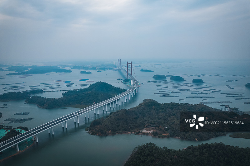 广西钦州港龙门大桥航拍图片素材