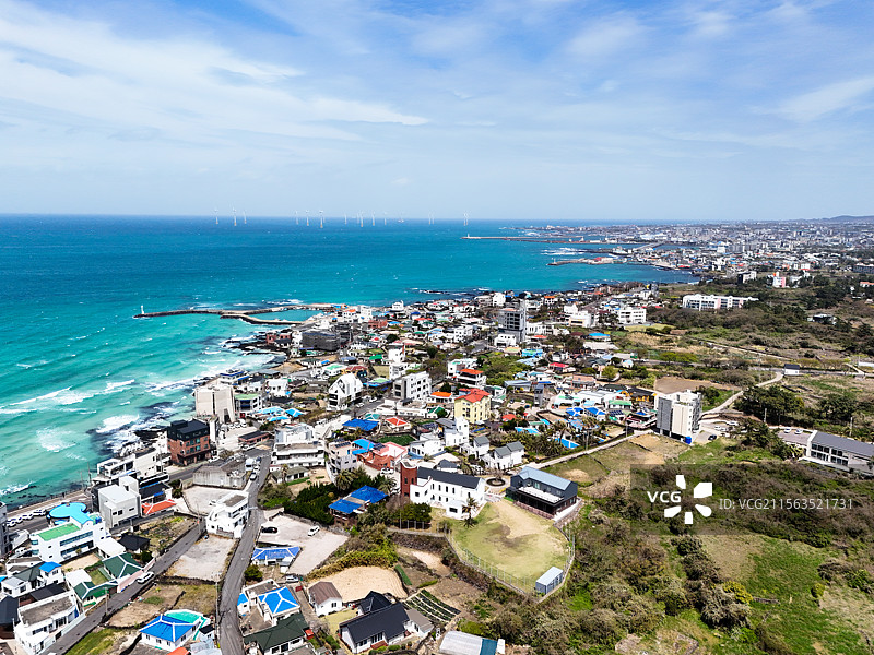 鸟瞰济州·狭才海水浴场图片素材
