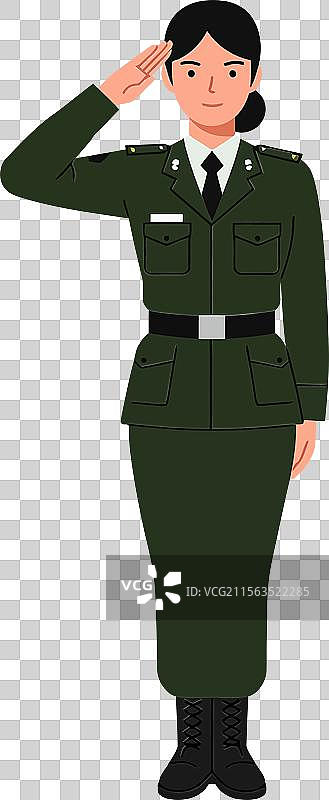 穿着制服的女兵正在敬礼图片素材