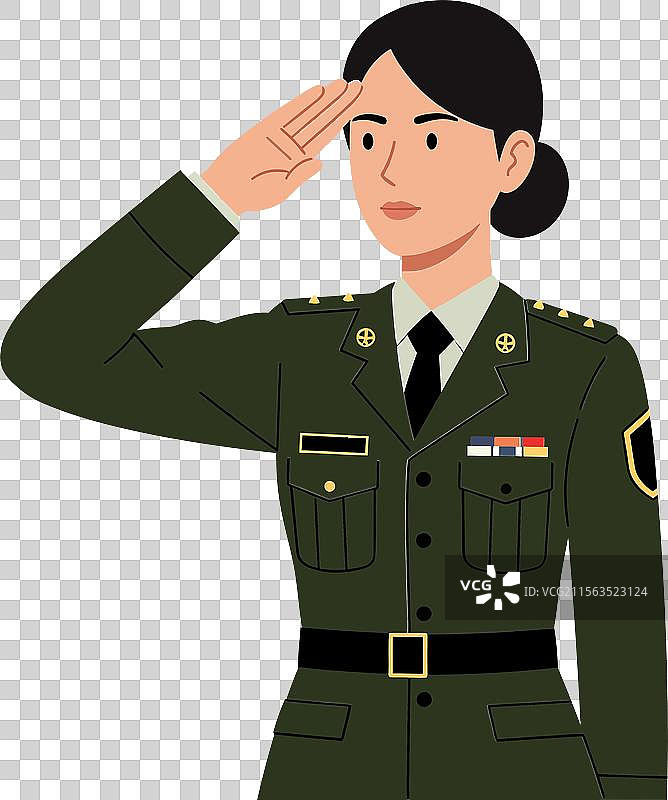 穿着制服的女兵敬礼图片素材