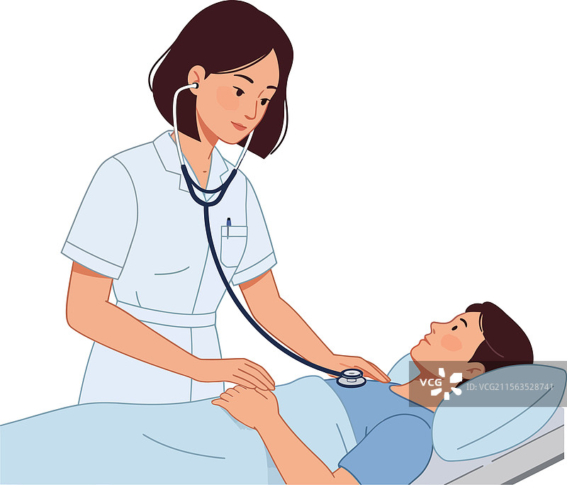护士用听诊器检查病人图片素材