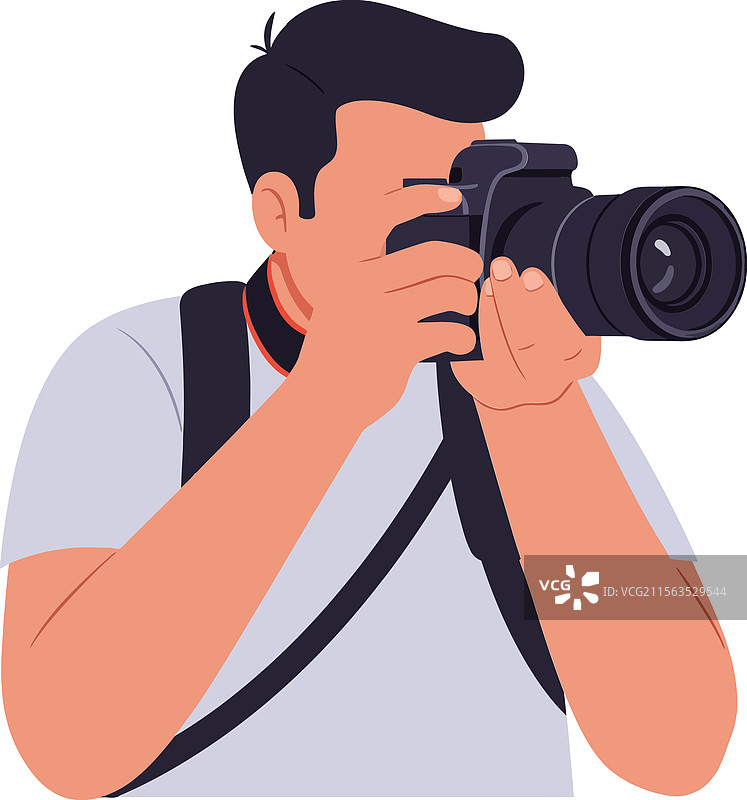 持相机的人物，采用扁平化极简设计图片素材
