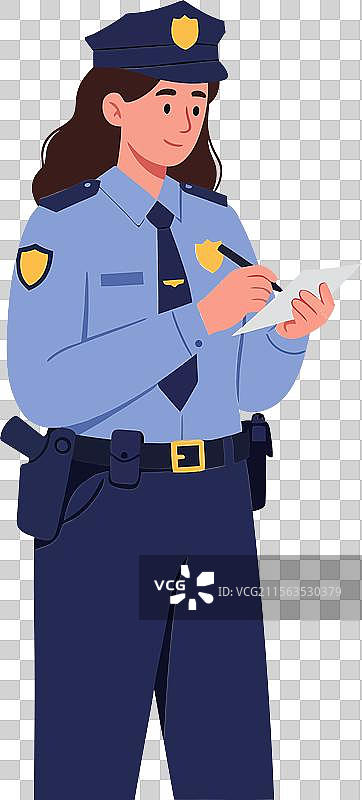 警察角色手持记事本图片素材