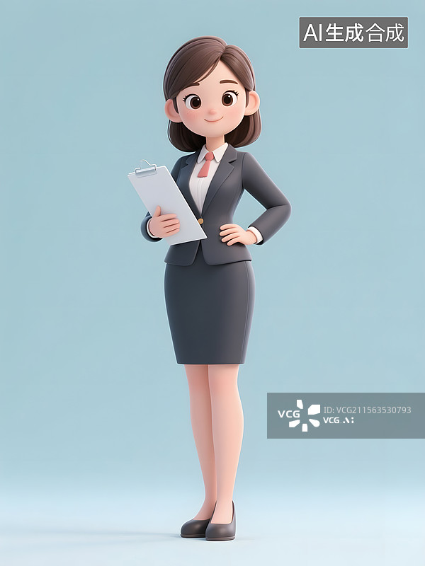 【AI数字艺术】公司职员上班族金融地产服务行业销售白领招聘人员打工人3D卡通人物形象纯背景图片素材