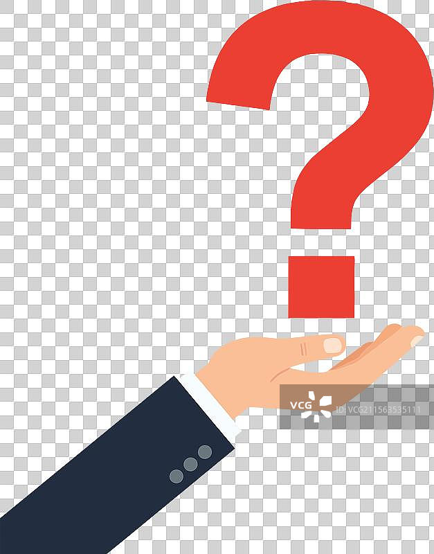 手握着一个大红色问号图片素材