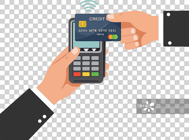 手与手之间交换信用卡进行支付图片素材