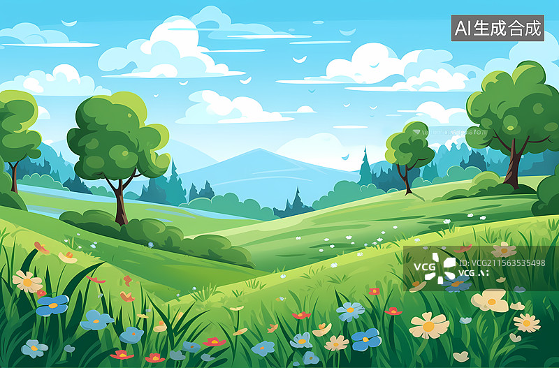 【AI数字艺术】美丽的春田风光图片素材