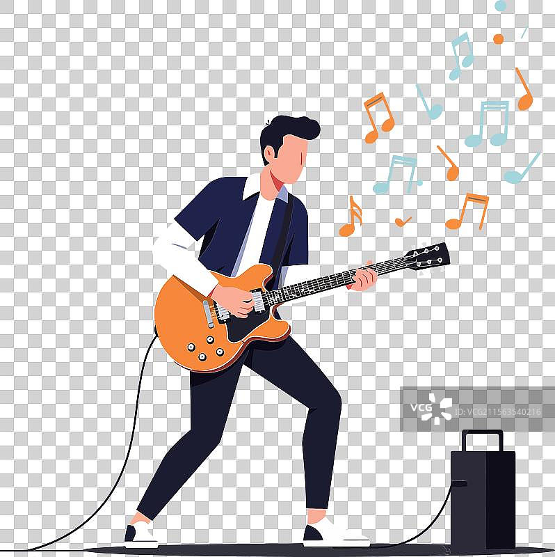 平面设计中的电吉他演奏者图片素材