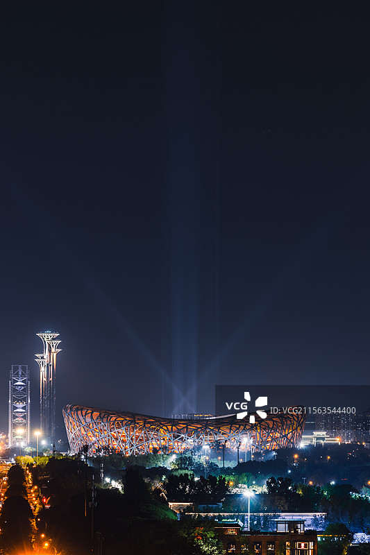 鸟巢灯光图片素材