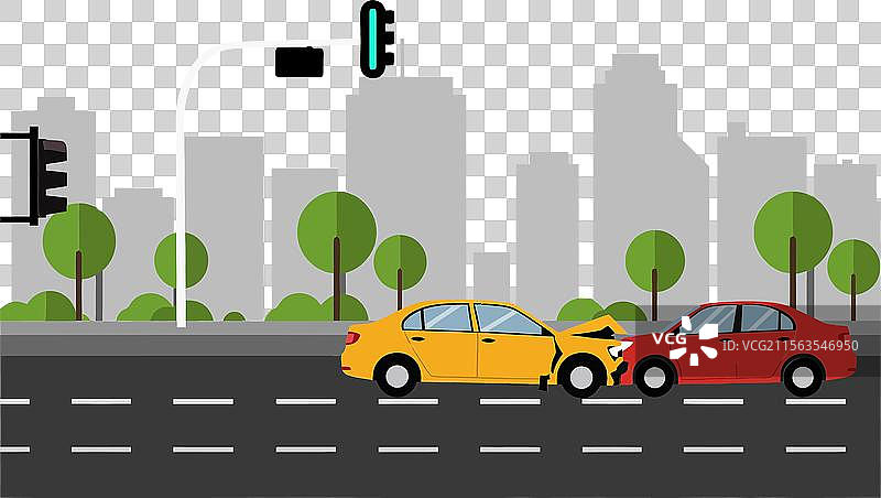 平面图中的交通信号灯与车祸现场图片素材