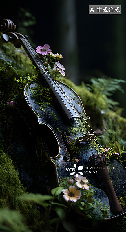 【AI数字艺术】破损 小提琴图片素材
