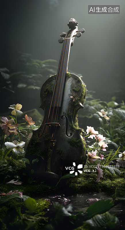 【AI数字艺术】破损 小提琴图片素材