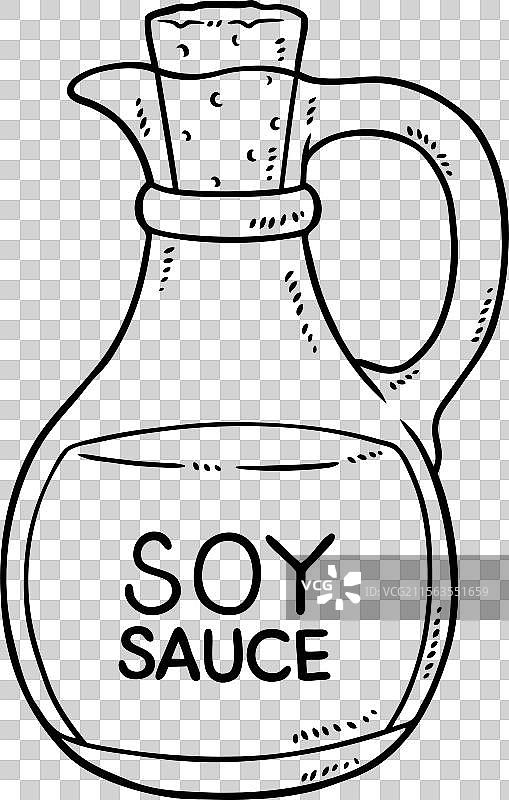 瓶中装有 cork 的卡通酱油线条图图片素材