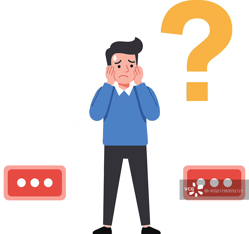 困惑的男人在思考两个选择之间的取舍图片素材