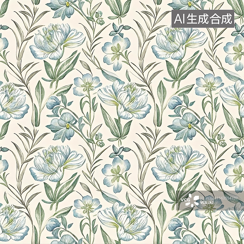 【AI数字艺术】无缝拼接四方连续图清新复古风格印花图案图片素材