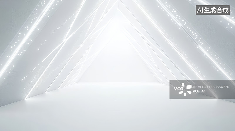 【AI数字艺术】白色发光隧道背景图片素材