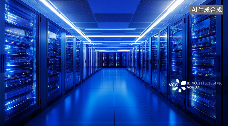 【AI数字艺术】数据中心服务器机房图片素材