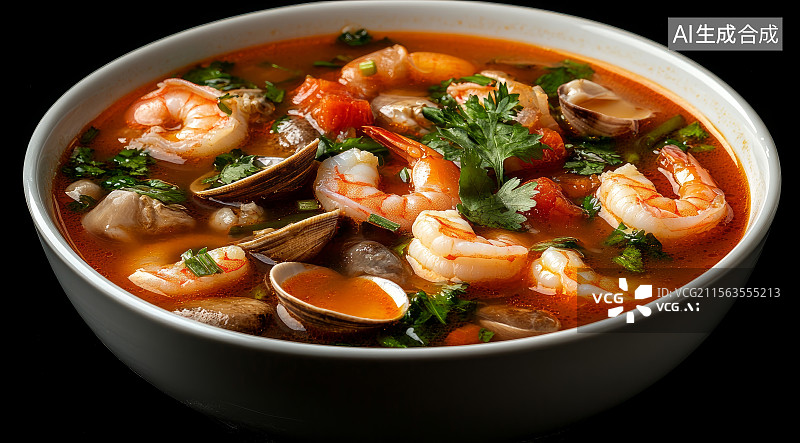 【AI数字艺术】冬阴功汤特写图片素材