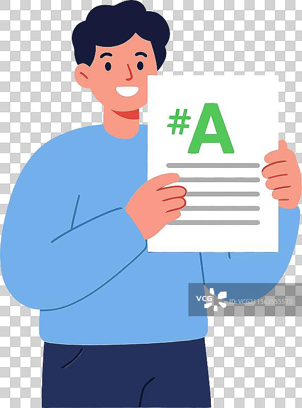 年轻男子微笑着手持一张纸图片素材