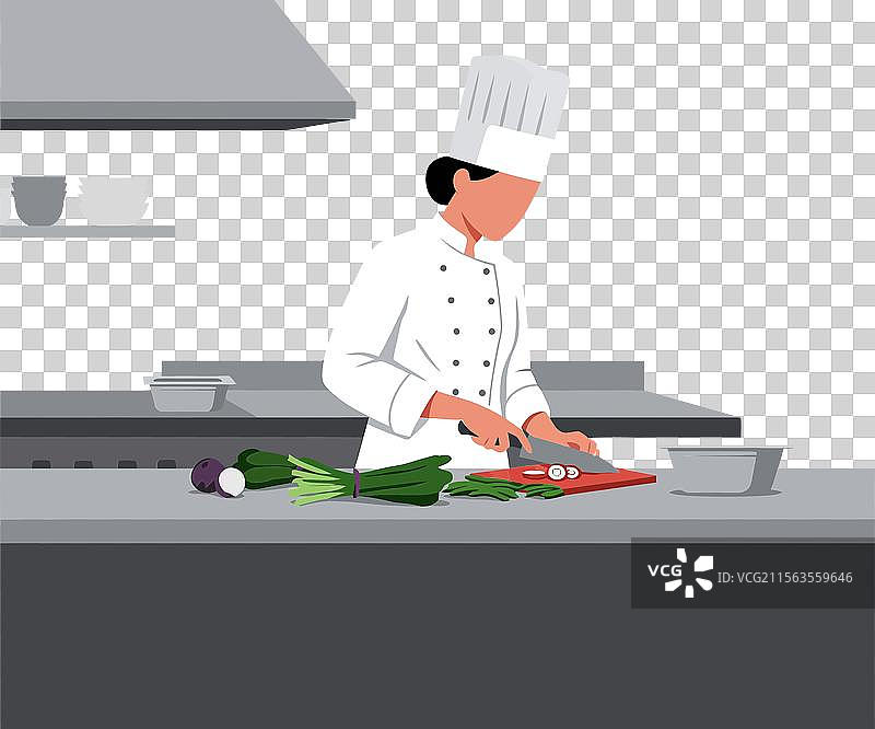 厨师以简约扁平风格准备蔬菜图片素材