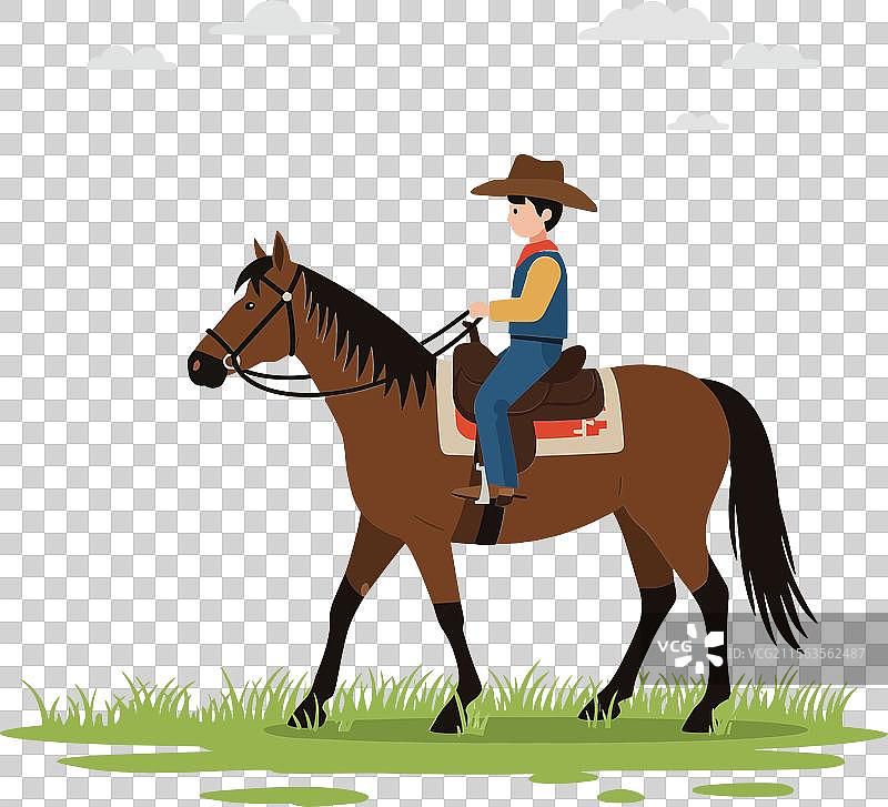 自然中的平面设计风格骑马图片素材