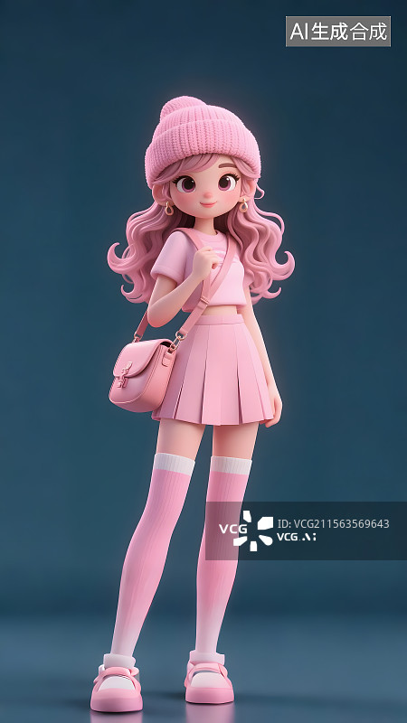 【AI数字艺术】3D潮流女士俏装出行图片素材