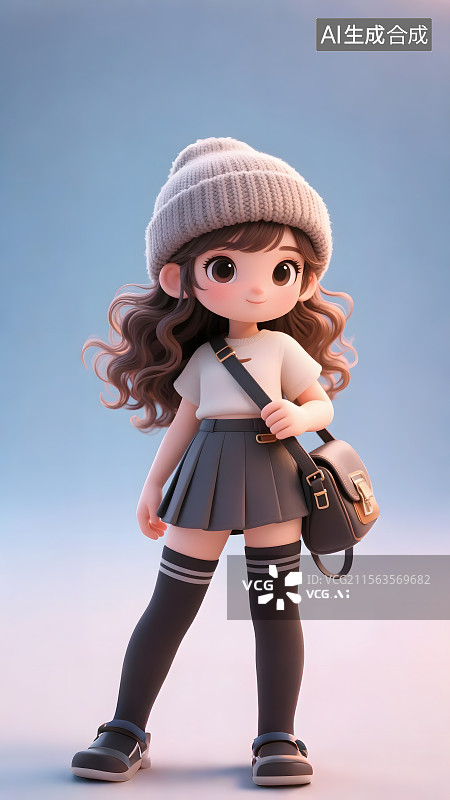 【AI数字艺术】3D潮流女士俏装出行图片素材