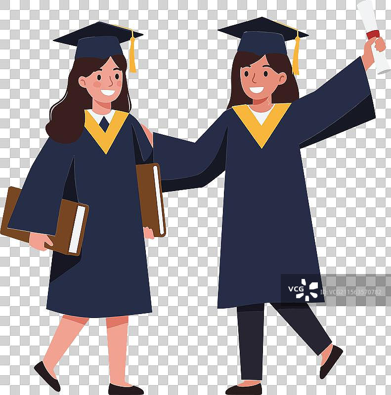 两位毕业生庆祝他们的成就图片素材