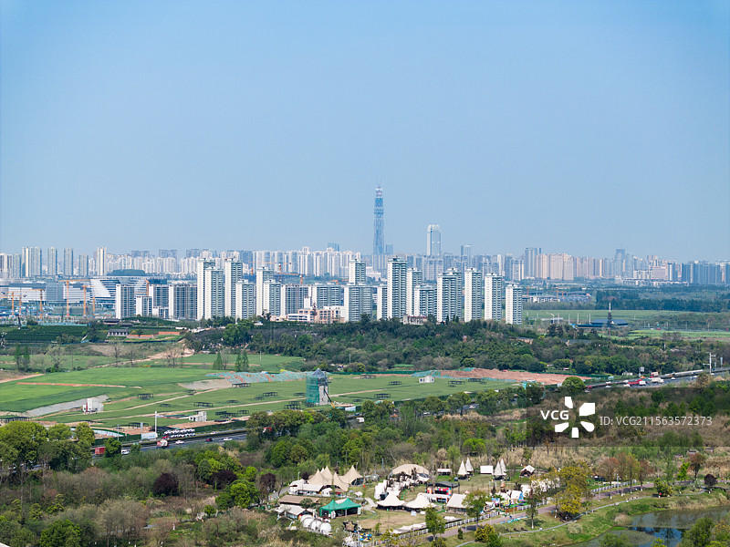 成都中和湿地公园与城市景观图片素材