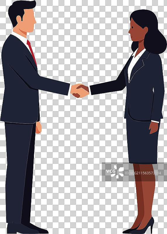 商务专业人士在平面上握手图片素材