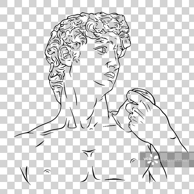 米开朗基罗的大卫手绘图图片素材