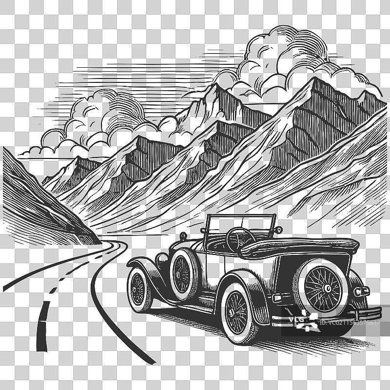 汽车在山路上行驶图片素材