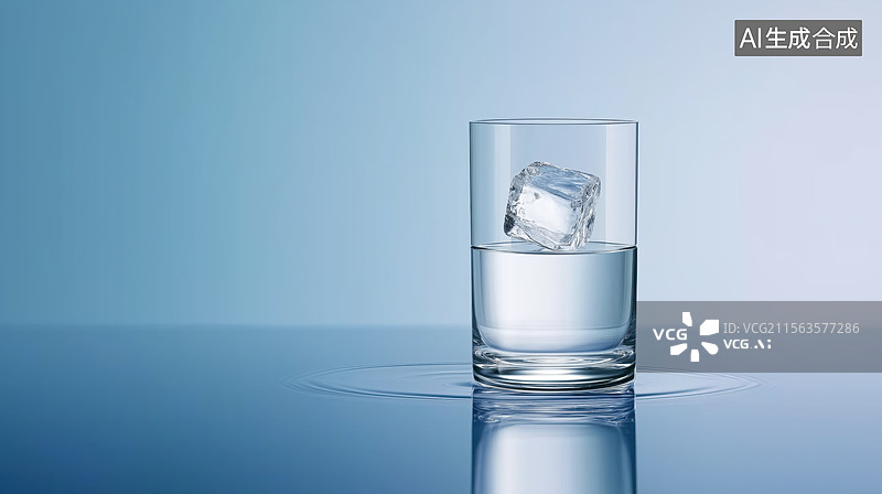 【AI数字艺术】一杯加冰块的清水图片素材