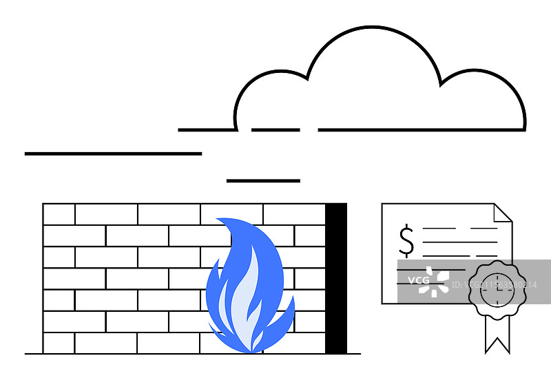 网络安全概念与防火墙云图片素材