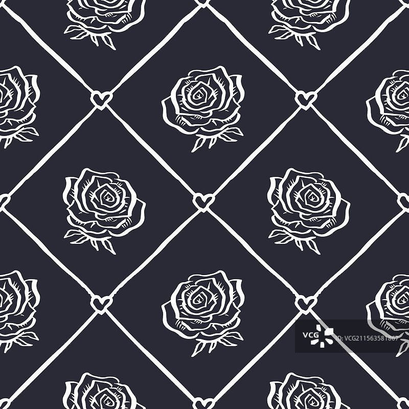 手绘黑白无缝图案图片素材