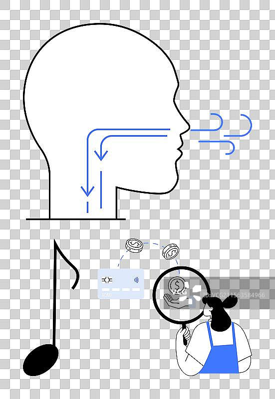 带有呼吸箭头的人头轮廓图片素材
