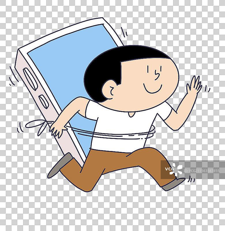 背着手机跑步的人物图片素材