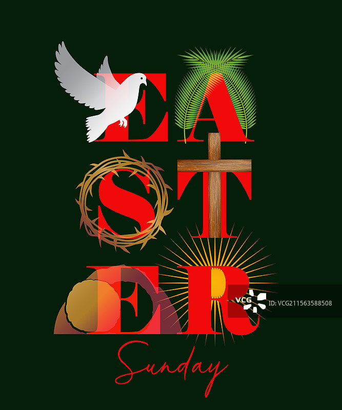 复活节星期天排版概念图片素材