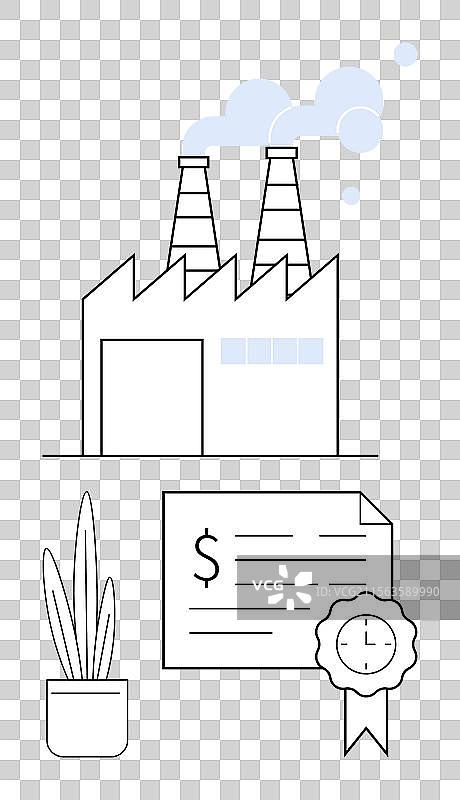 制造厂，烟囱冒烟图片素材