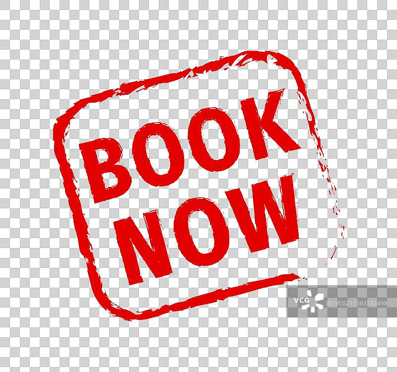 立即预订的红色磨损图标印章橡胶图片素材